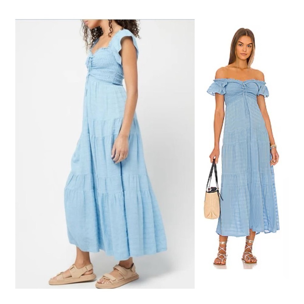 L*Space | Romantic Cottagecore Boho Lucia Midi / Maxi Smocked Tiered Dress | XL